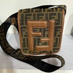 Fendi Canvas FF Logo Crossbody w/COA
